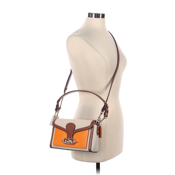 COACH Natural Sunbeam Multi Leather Canvas Mix Jade Shoulder Bag - Picture 2 of 11